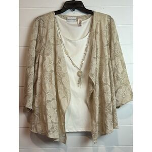 Alfred Dunner‎ Twinset Cardigan Blouse Women's Sz 16